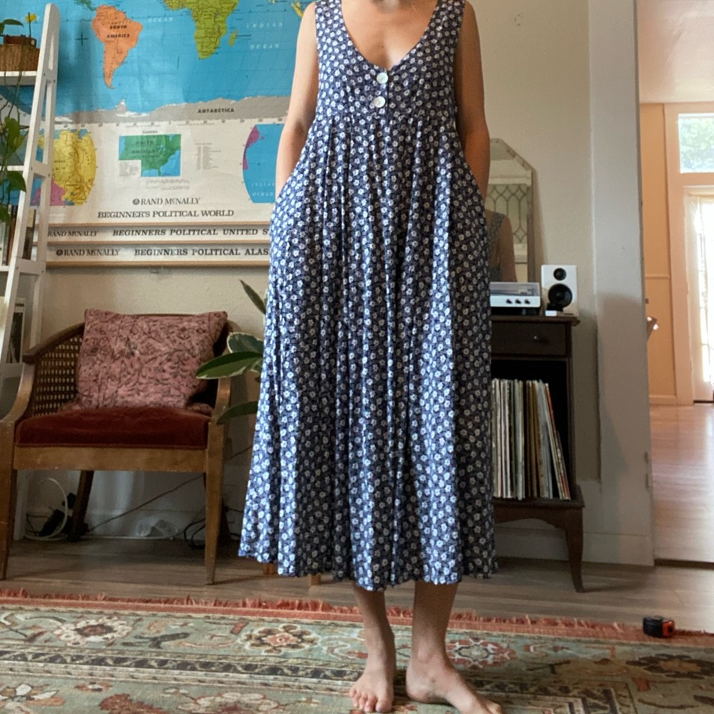 Floral blue and white maxi dress